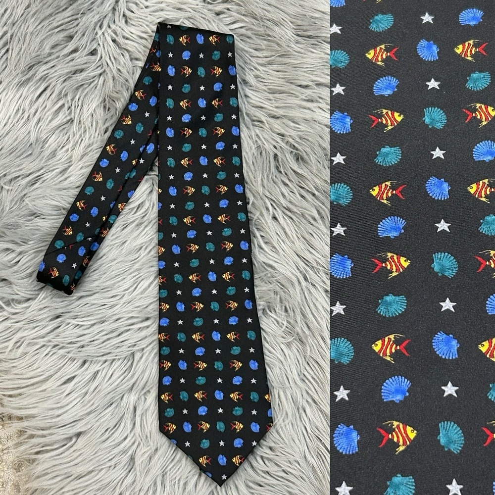 Tropicals By Tango Men's‎ Seashell And Fish Underwater Designed Silk Tie NWT